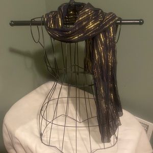Navy blue and gold shimmer scarf
